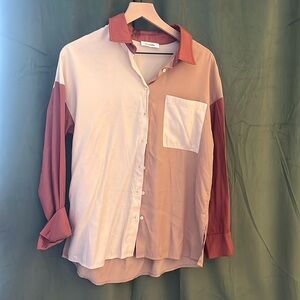Color block button down